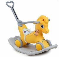 Webby Musical 2 in 1 Horse Rocker Cum Rider-Kids Ride On Push Car with Parent Control Toy Toddler Baby Toy 1-4 Years Old Indoors and Outdoors Kids Suitable for Boys & Girls (Yellow)