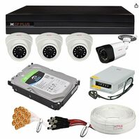 CP PLUS 2.4MP 4 Camera Combo Set with 4Ch DVR, 3 Dome Bullet Cameras, 1TB HDD, Power Supply, 90Mtr Cable, Audio Mic and Connectors