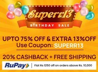 Superr13 Birthday sale upto 75% off & Extra 13% off using SUPERR13 coupon +20% cash back 