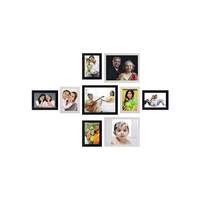 Amazon Brand - Solimo Collage Photo Frames, Set Of 9,Wall Hanging (6 Pcs - 5X7 Inch, 3 Pcs - 8X10 Inch), Black & Cream, Synthetic Wood, Rectangular