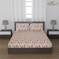 Status Contract Cotton Rich Double Bedsheet with 2 Pillow Covers for Bed Room, Home, Hotel-120 GSM (Brown)