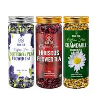 BLUE TEA - IMMUNITY TEA GIFT | 3 In 1 Combo | NEW YEAR GIFTS | Butterfly Pea Flower Tea - 25g, Hibiscus Tea - 50g, Chamomile Tea - 30g | GIFTING DELIGHT | Farm Fresh - Caffeine Free - Herbal Tea - Flower Based | Gift P
