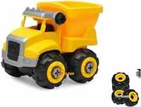 Toy Cloud DIY Do It Yourself Construction Vehicle Play Dumper Truck with Screwdriver, Unbreakable Plastic Assembly STEM Learning Toy