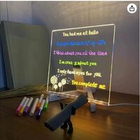 DesiDiya® 3D Acrylic Writing Board with Pen & Light, LED Message Board for Endless Creativity, Rewritable Standalone Memo Board for Home and Office (15 x 15 CM)