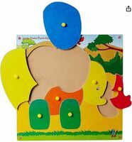 Skillofun Wooden Jumbo Theme Puzzle Elephant Knobs, Multi Color
