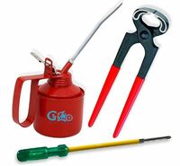 GIZMO Hand Tool Kit For Home; Tool Kit For Home Use Multipurpose With 2-in-1 Screwdriver 6", Pincer Plier & Oil Can 1/4 Pint; Hand Tool Kit for Repairing, DIY, Auto Repairs, Car & Bike