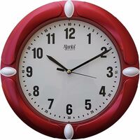 Ajanta Plastic Glass Wall Clock (25 x 25 cm, Red)