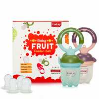 LuvLap Cotton Luv Lap Baby Food And Fruit Feeder Twin Pack With Three Feeder Sack Sizes, Bpa Free, Green & Pink