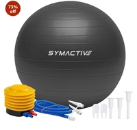 Amazon Brand - Symactive Swiss Ball with Foot Pump | Anti-Burst | for Men & Women | for Workout, Yoga, Pilates, Pregnancy & Balance (Black, 65 cm)
