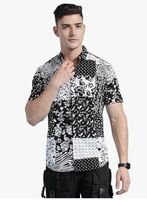 The Indian Garage Co Men Spread Collar Slim Fit Floral Printed Casual Pure Cotton Shirt