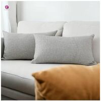 CASA-NEST Jute Cushion Cover 12x20 (Pack of 2) (Light Grey)