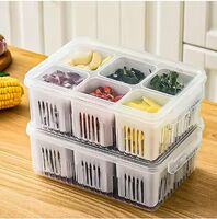 TEX-RO Fridge Storage Boxes Freezer Storage Containers, Container for Kitchen Storage Set, Storage in Kitchen, Vegetable Storage, Draining Crisper Refrigerator Food Box (1)