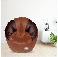 RnS Rest 'n' Sleep Bean Bag Cover Faux Leather Mudda Sofa Chair Filled Without Beans for Living Room, Home, Office, Bedroom, Hall, Cafe, Restaurant for Relaxing, with 1 Year Warranty (Brown/Tan, 3XL)