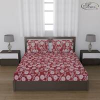 Status Contract Cotton Rich Double Bedsheet with 2 Pillow Covers for Bed Room, Home, Hotel-120 GSM (Maroon)