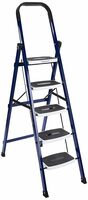 AmazonBasics Super Clamber - Non-Trip and Flat-Foldable Step Ladder, with Anti-Skid Steps, 5 Steps (Steel, Blue & White)