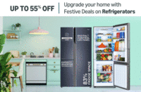 Upto 55% off on Refrigerators + upto 10% off on HDFC, Federal, BOBcards