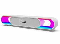 amazon basics SB18R 18W Bluetooth Soundbar with 2000 mAh Battery | 2X Bass | Up to 8 hrs of Playback | RGB LED Lights | Bluetooth 5.3, Aux & USB Connectivity (White)