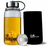 The Better Home Borosilicate Glass Water Bottle | Pack of 1 (Black)
