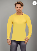 Solid Men Round Neck Yellow T-Shirt