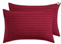 BSB HOME® 220 TC Premium Glace Cotton Solid Striped Pillow Covers | Super Soft and Breathable Envelope Closure| Set of 2 Pieces Pillow Covers King Size (Maroon, 20 x 30 Inches)