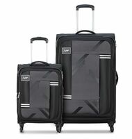 Skybags Zen Set of 2 (58 cm+70 cm) Check-in Trolley Bag | Soft-Sided Luggage for Travel | 5-Year International Warranty (Black)