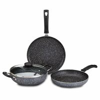 Amazon Brand - Solimo Aluminium 4 Piece Non-Stick Cookware Set | Grey