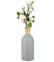 Amazon Brand - Solimo Flower Vase with Rust-Resistant Coating | Stylish and Easy-to-Clean Finish | Compact Design for Modern Décor | Bottle vase - Grey