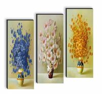 SAF paintings set of 3 Flower Pot UV textured self adeshive wall painting for home decoration SANF-SJ152