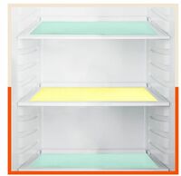 Fridge Mats by Bathla - 45cm x 30cm Mats for Kitchen, Drawer, Bathroom, Table, Fridge | Temperature Resistant | Multipurpose, Washable, Reusable | Non-Slip | Pebbles Texture | (VIDA, 425 GSM, Yellow & Teal Combo)