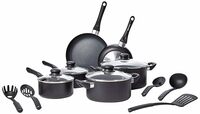 AmazonBasics Aluminium Non-Stick Black Cookware Set - 15 Piece