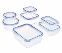 Amazon Brand - Solimo Rectangular Glass Storage Container Set, Set of 7, Transparent