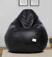 Classic XXL Leatherette Bean Bag with Beans in Jet Black Colour