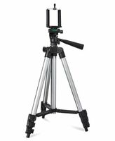 Amazon Basics 110cm Aluminium Lightweight Tripod with Mobile Phone Holder & Carry Bag, 3-Way Pan Head | for All Smart Phones, Cameras, Ring Lights, Panel Reflectors, Umbrellas & Flashlights