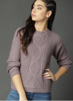 Roadster Fast and Furious Women Mauve Self Design Pullover