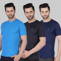  Vector X OMT-168 Men's Polyester Half Sleeve Round Neck T-Shirt (Pack of 3) 