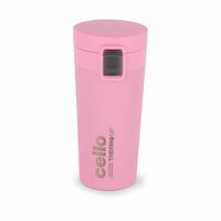 Cello Duro Café Stainless Steel Vacum Insulated Flask | Hot & Cold | Leakproof Lid | Easy to Carry | Easy to Clean | Coffee Flask | Travel Flask | 450ml, Pink