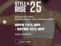 Zivame Style Rise 25 Sale | Upto 70% off + Extra 10% off | Flat 65% + Extra Rs200 off & More offers