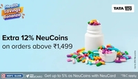 Tata Neu × 1mg - Get 12% extra NeuCoins up to 250 on orders above Rs.1499 (9th-10th Jan)