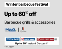 Winter barbecue festival: upto 60% off + upto 10% off with federal, IDFC, HDFC Cards
