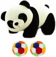 MPR ENTERPRISES Panda & softball soft toy for kids'children & girls playing teddy bear in size of 30 & 9 cm long ,Set of 2 - 30 cm 