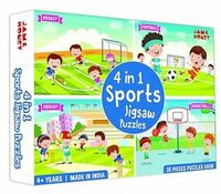 Amazon Brand - Jam & Honey 4 in 1 Sports - Puzzles for Kids | Educational Toy for Cognitive Development | Vibrant Colors
