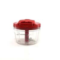 ATEVON Red Manual Mini Plastic Food Chopper with Extra Sharp Blades (375 Ml)