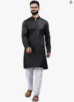 weltpocket Men's Cotton Blend Solid Straight Kurta only