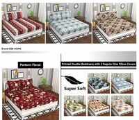 BSB HOME 100% Cotton Feel Flat Double Bedsheets with 2 King Size Pillow Covers | Double Bed Breathable | Wrinklefree | Ultrasoft 180 TC Supersoft |90 x 100 Inches | Pink Flower