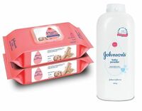 Johnson's Baby Skincare Wipes with Lid, 144's +Johnson's Baby Powder 400g