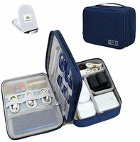 Seagull flight of fashion Double Layer Electronic Gadget Organizer Case - 27 X 20 X 9 Cm - Navy Blue - Model 1