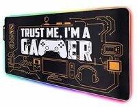 Speed RGB Gaming Mouse Pad, Soft Glowing 14 LED Modes, Gaming Desk Keyboard Pad, Mouse Mat, Non-Slip Rubber Base - 78x30 cm - I am a Gamer Quote
