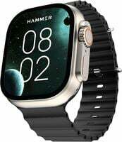 HAMMER Active 2.0 1.95" Display Bluetooth Calling Smart Watch with Metal Body, in-Built Games, Wireless Charging, AOD, 600 NITS Brightness (Black)