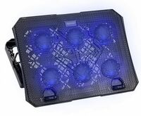 Amazon Basics USB Powered Laptop Cooling Pad | 6 Fans | RGB Lights | 5 Adjustable Heights with Stand | Phone Holder | Upto 17" Laptops