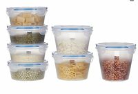 Amazon Brand - Solimo Plastic Kitchen Storage Container Set, 7-Pieces, Blue